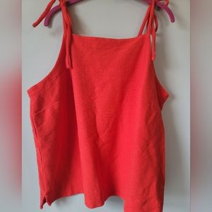 Madewell Tomato Red Tie-Strap Textured Cami, 2X